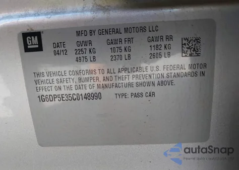 2012 Cadillac Cts Premium z USA, uszkodzony, nr VIN 1G6DP5E35C0148990